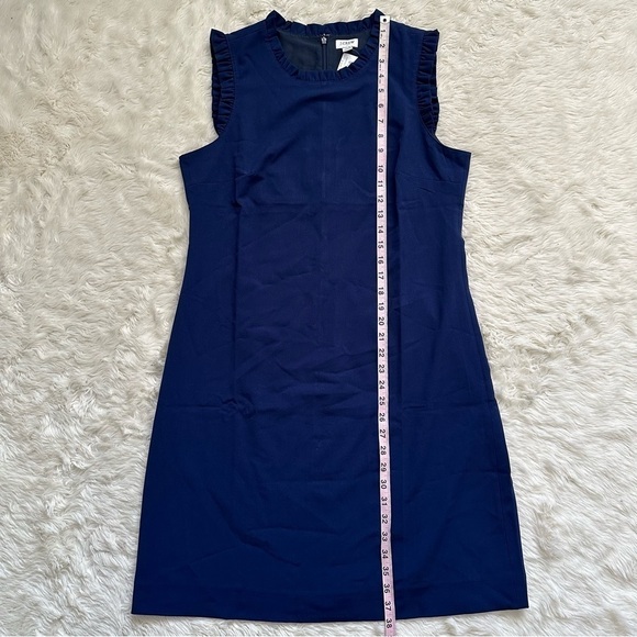 J. Crew Factory Dress Ruffleneck Suit Above Knee Antique Navy Blue 10 NWT New - Picture 12 of 12